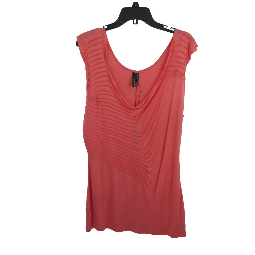 She Said Australian Coral Pleated Sleeveless Tunic Blouse XL NWT